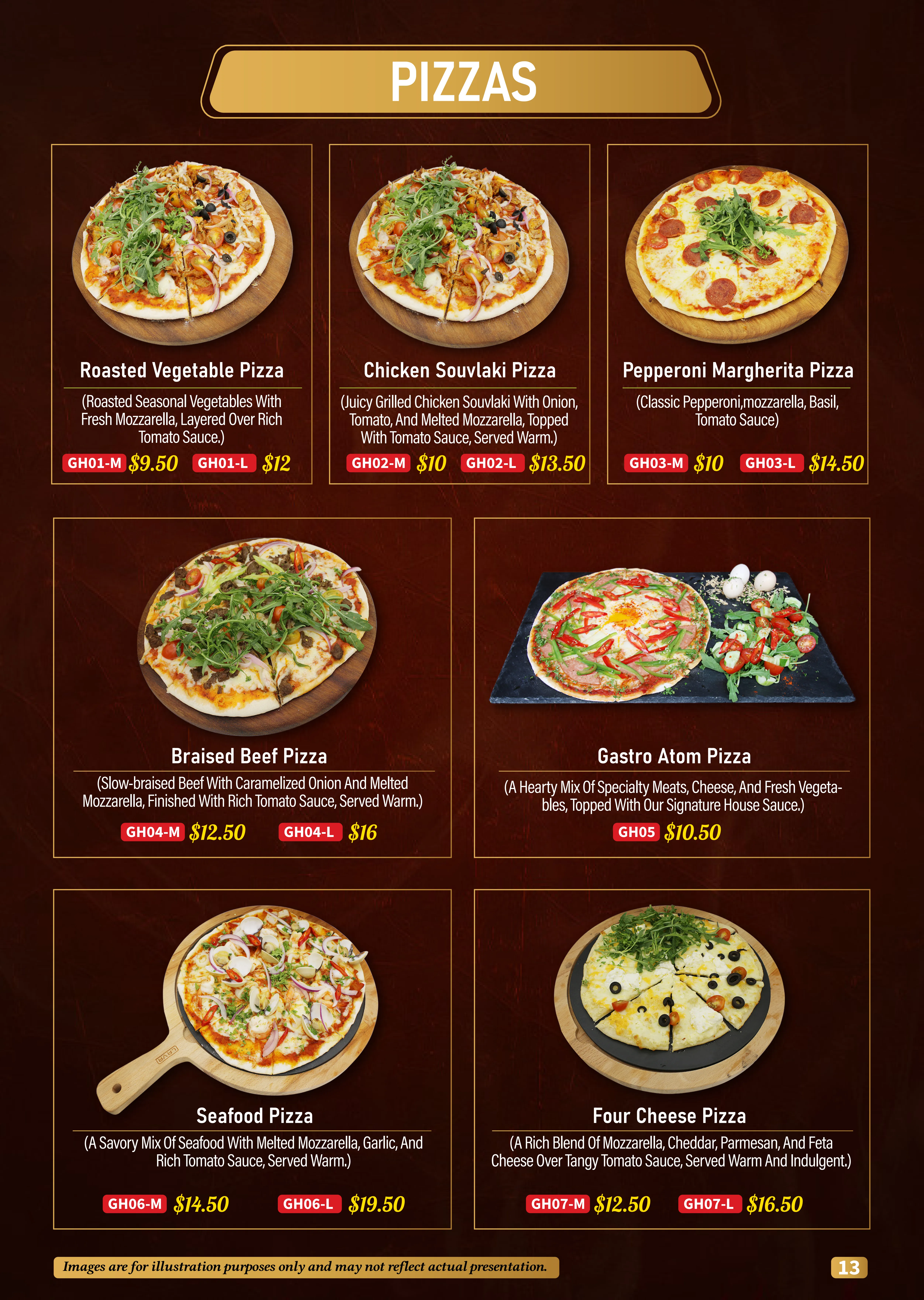 Pizza Selection Menu 1